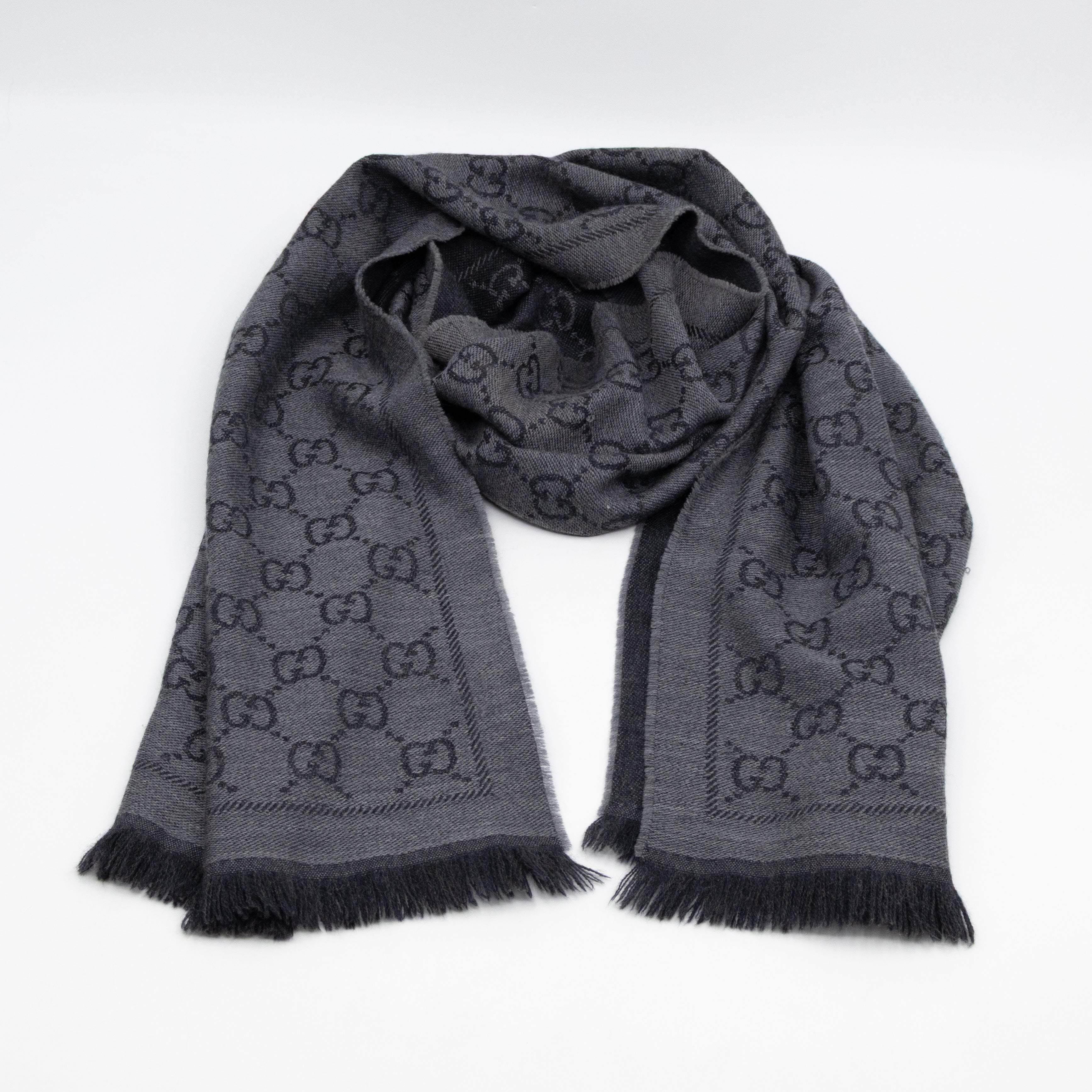 GG Wool Scarf Grey & Black
