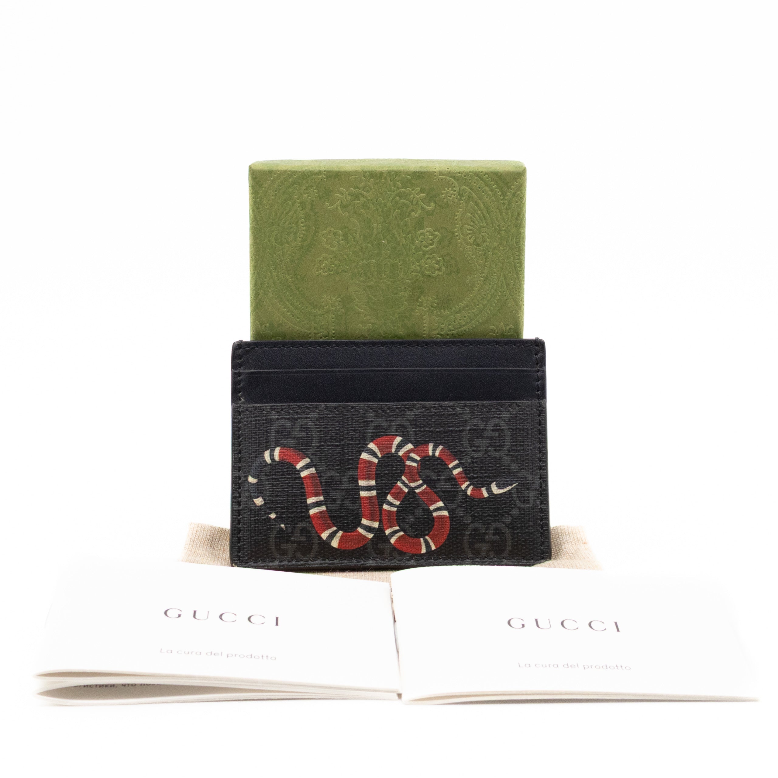 Gucci King Snake Card Holder Black GG Supreme – Queen Station