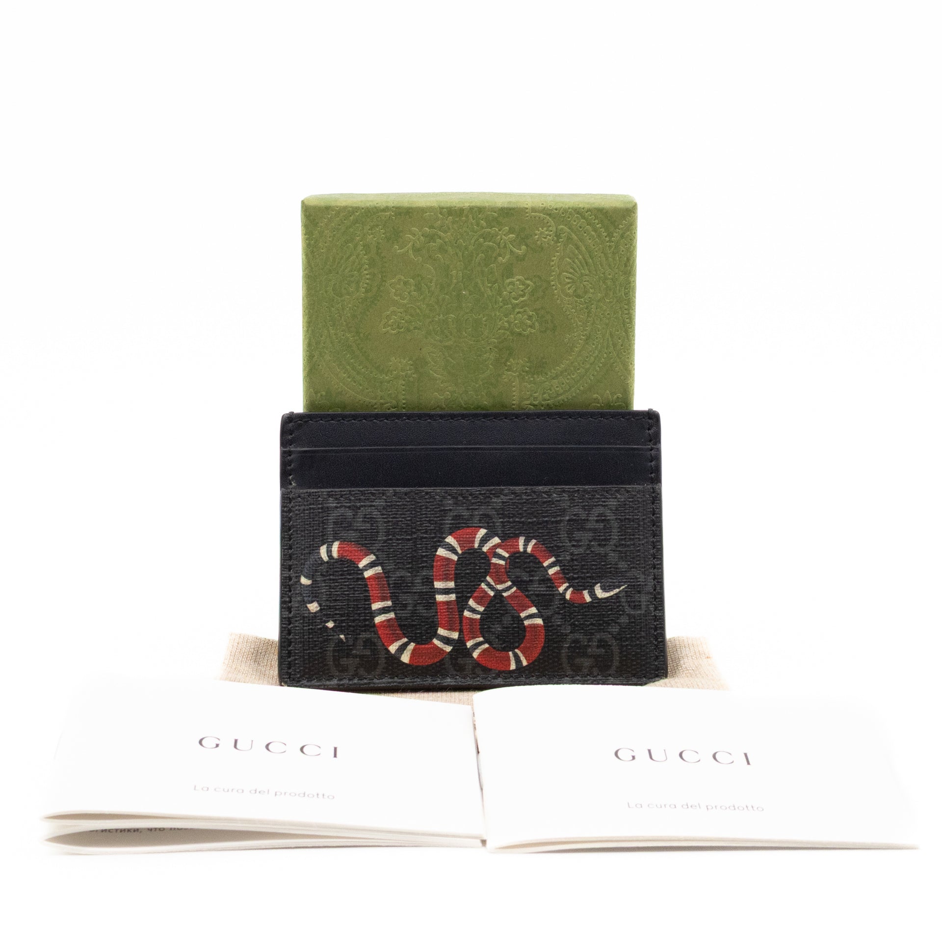 Gucci King Snake Card Holder Black GG Supreme – Queen Station
