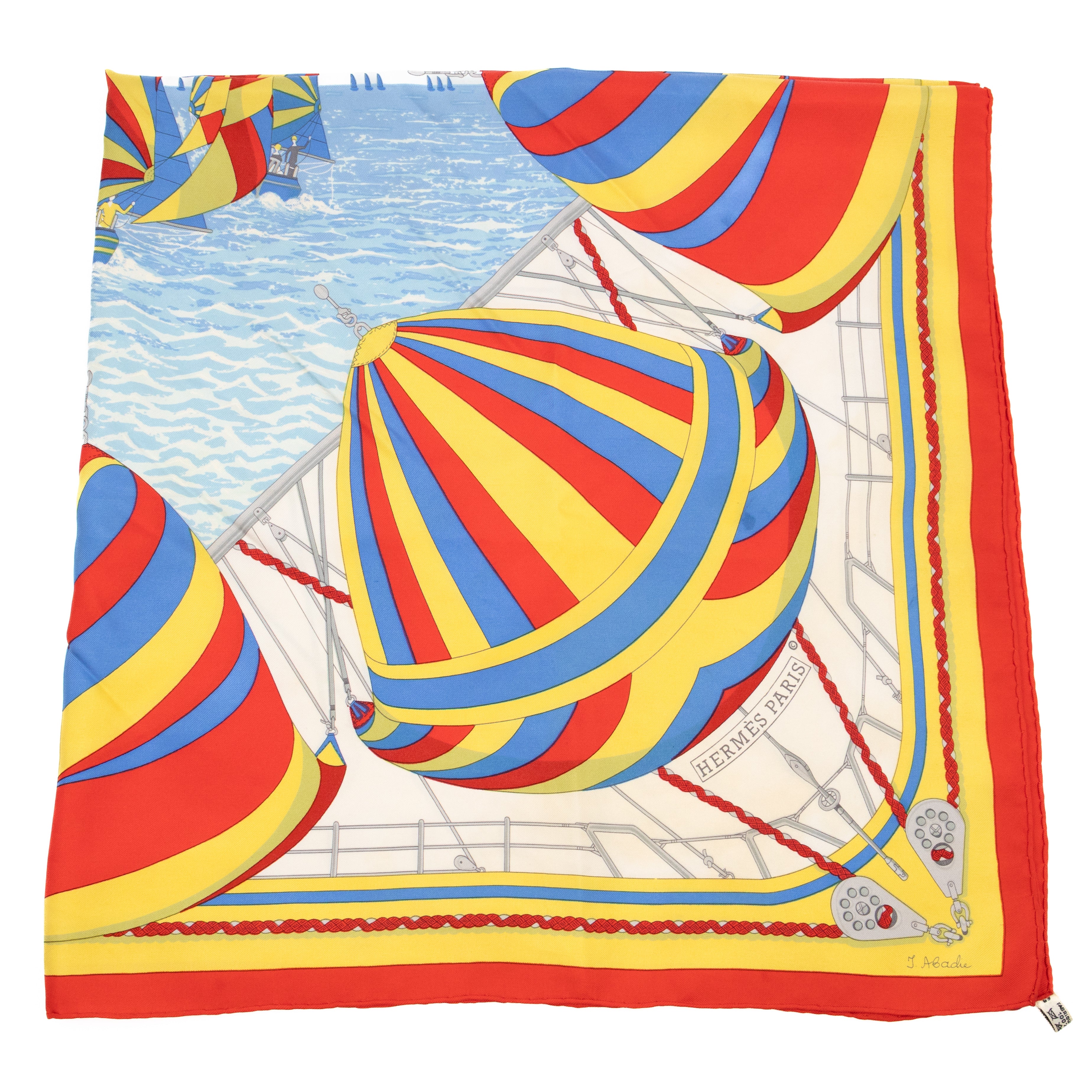 Silk Scarf 90 Spinnakers Red Yellow Blue