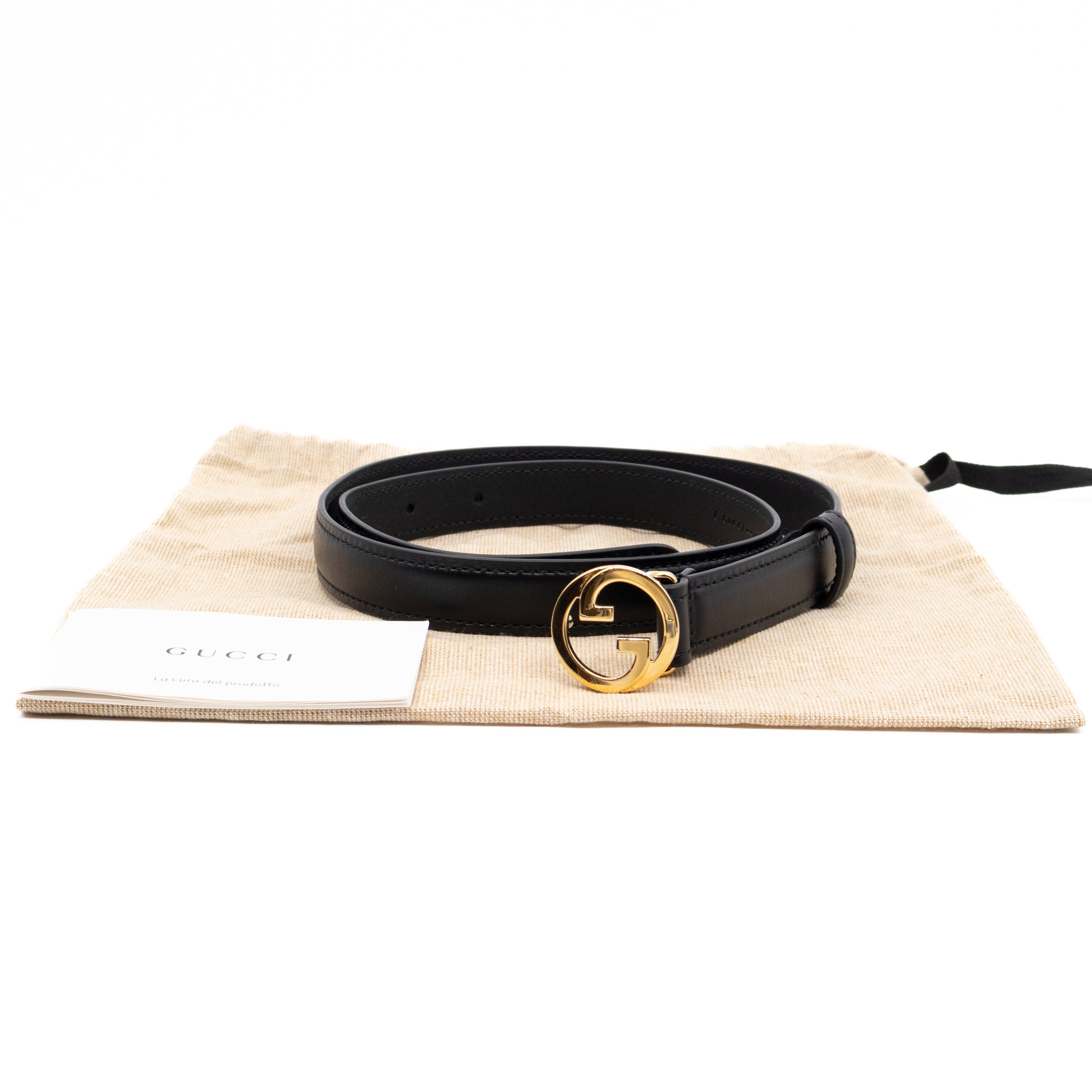 Blondie Thin Belt Black Leather 75 cm