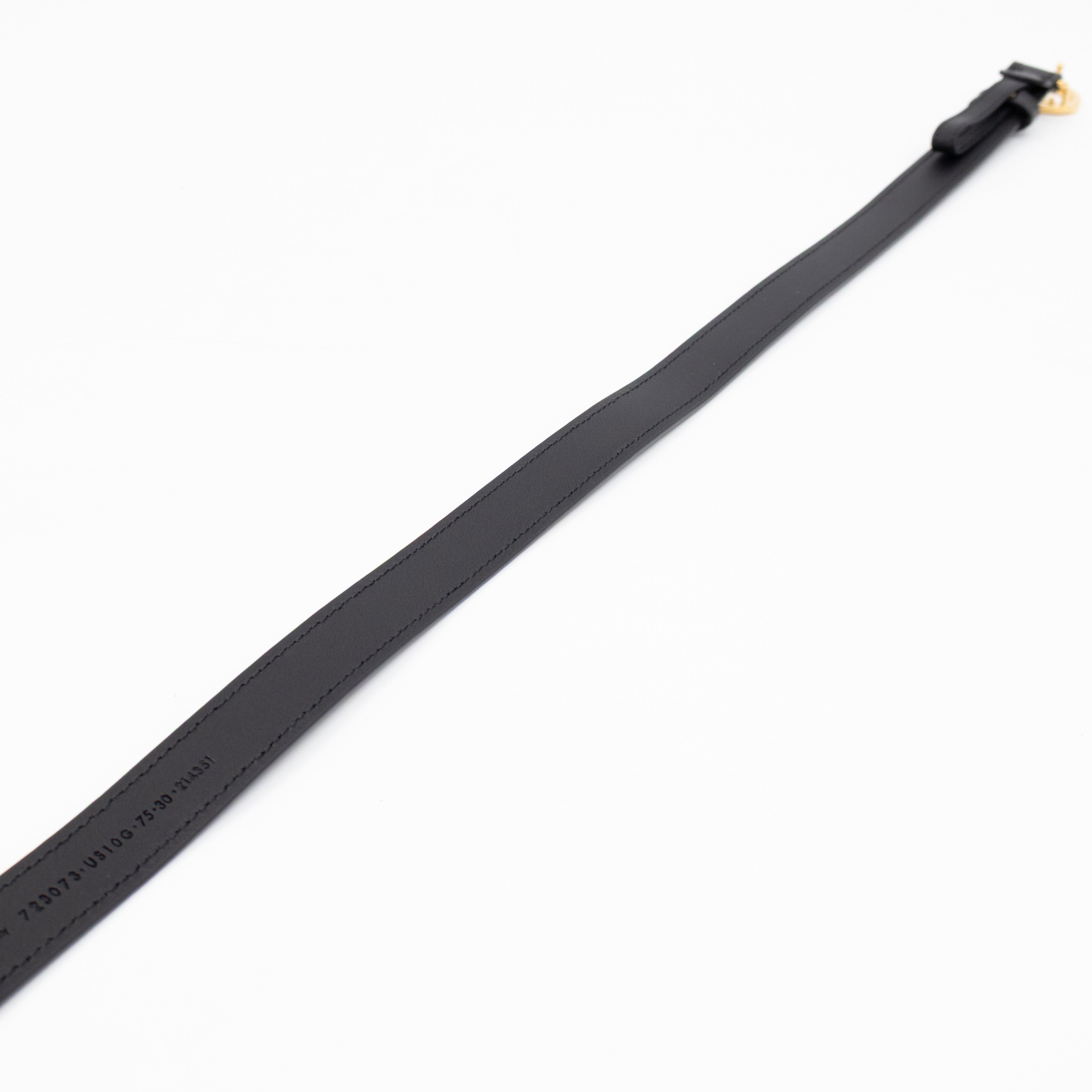 Blondie Thin Belt Black Leather 75 cm