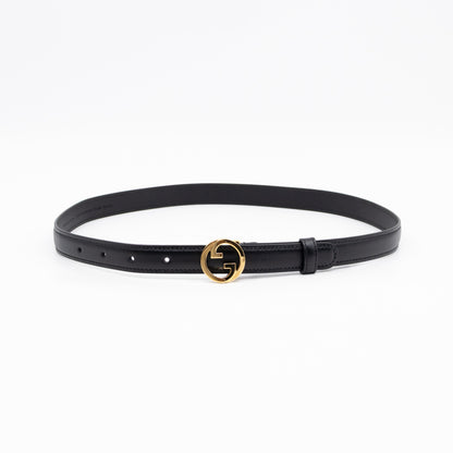 Blondie Thin Belt Black Leather 75 cm