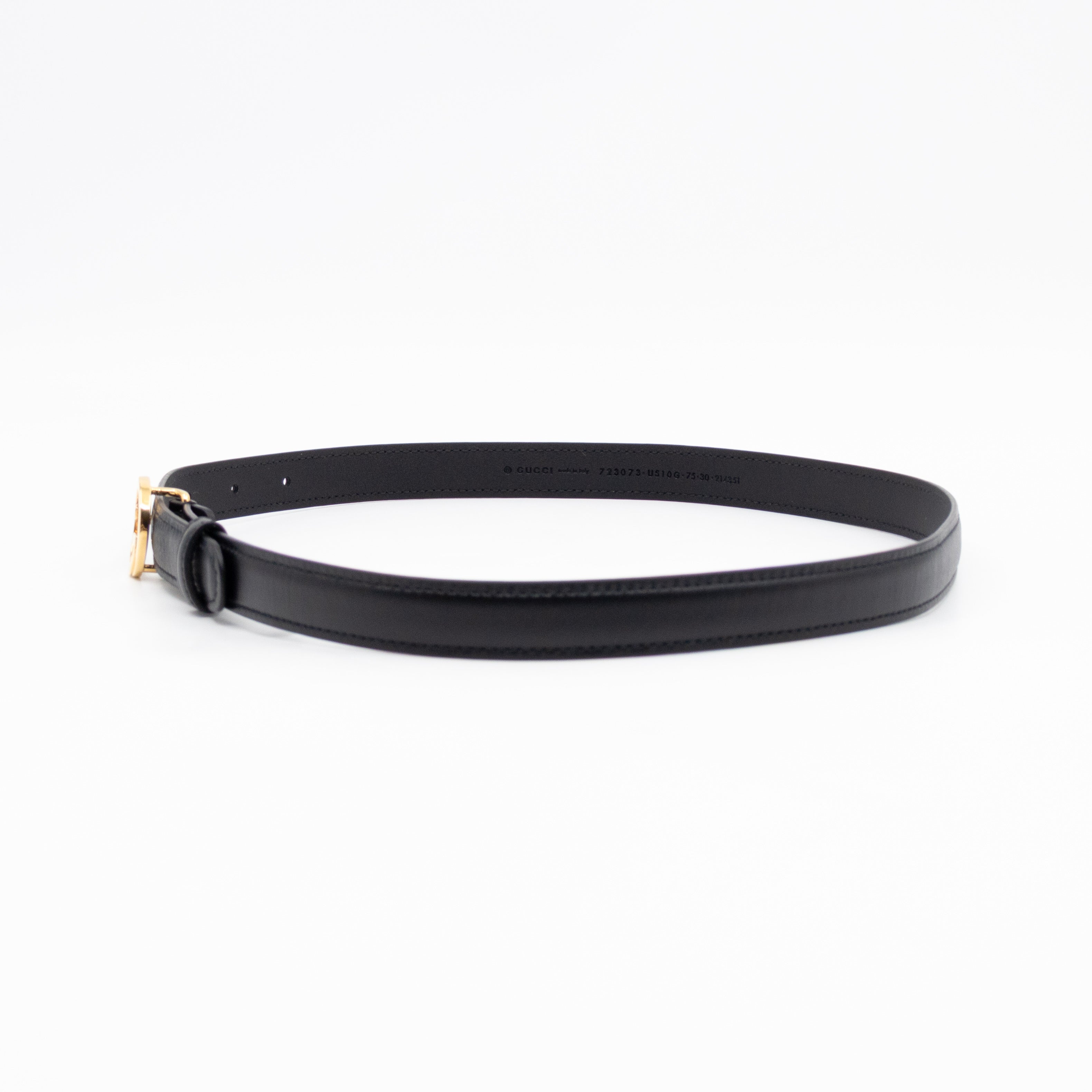 Blondie Thin Belt Black Leather 75 cm
