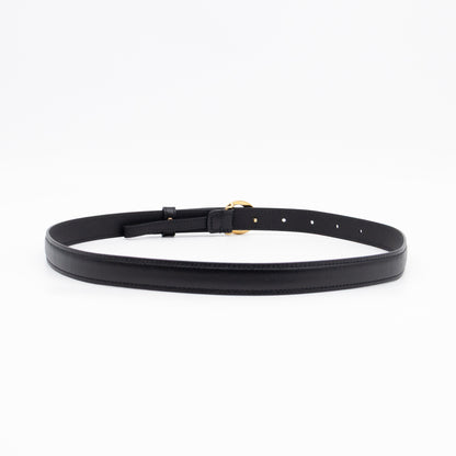 Blondie Thin Belt Black Leather 75 cm