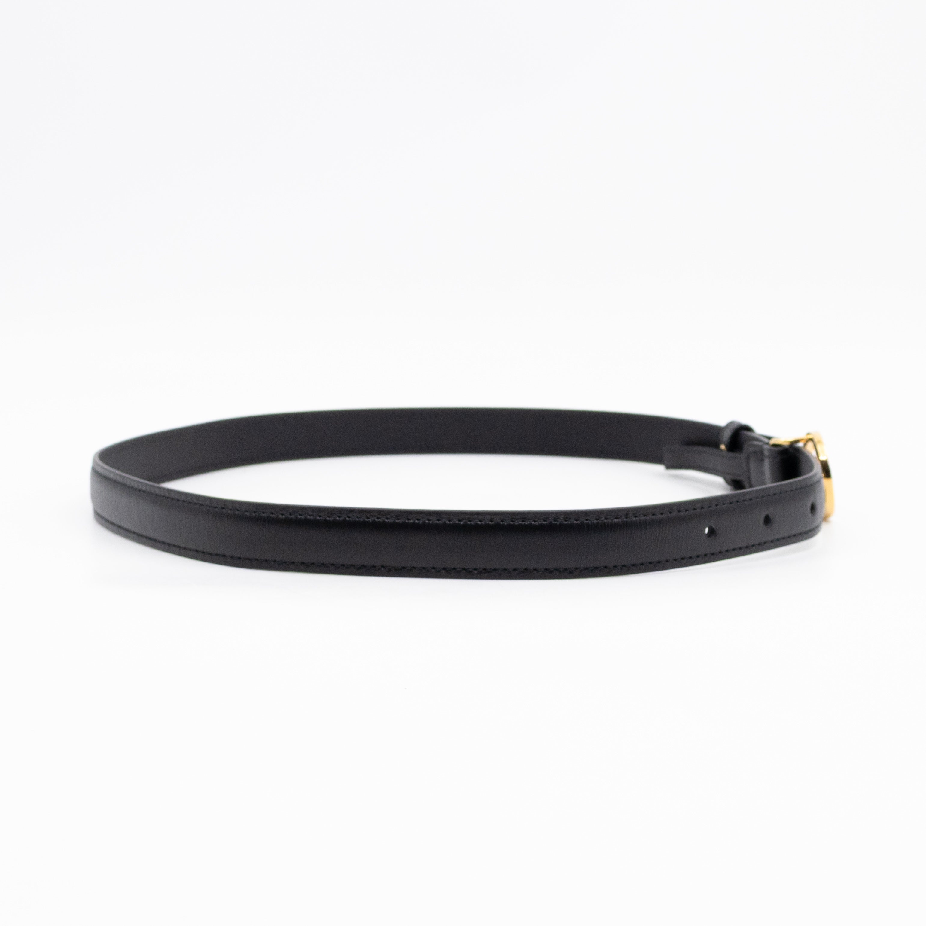 Blondie Thin Belt Black Leather 75 cm