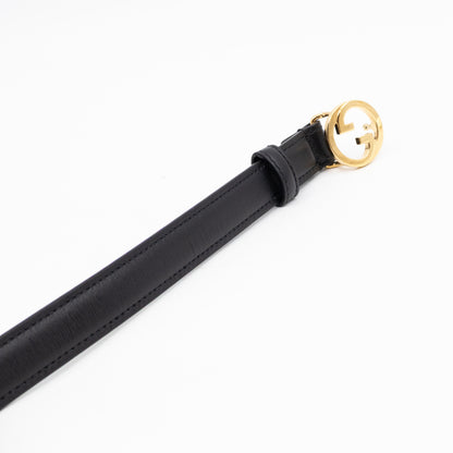 Blondie Thin Belt Black Leather 75 cm