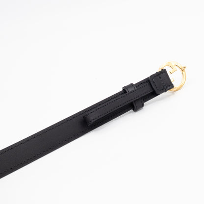 Blondie Thin Belt Black Leather 75 cm