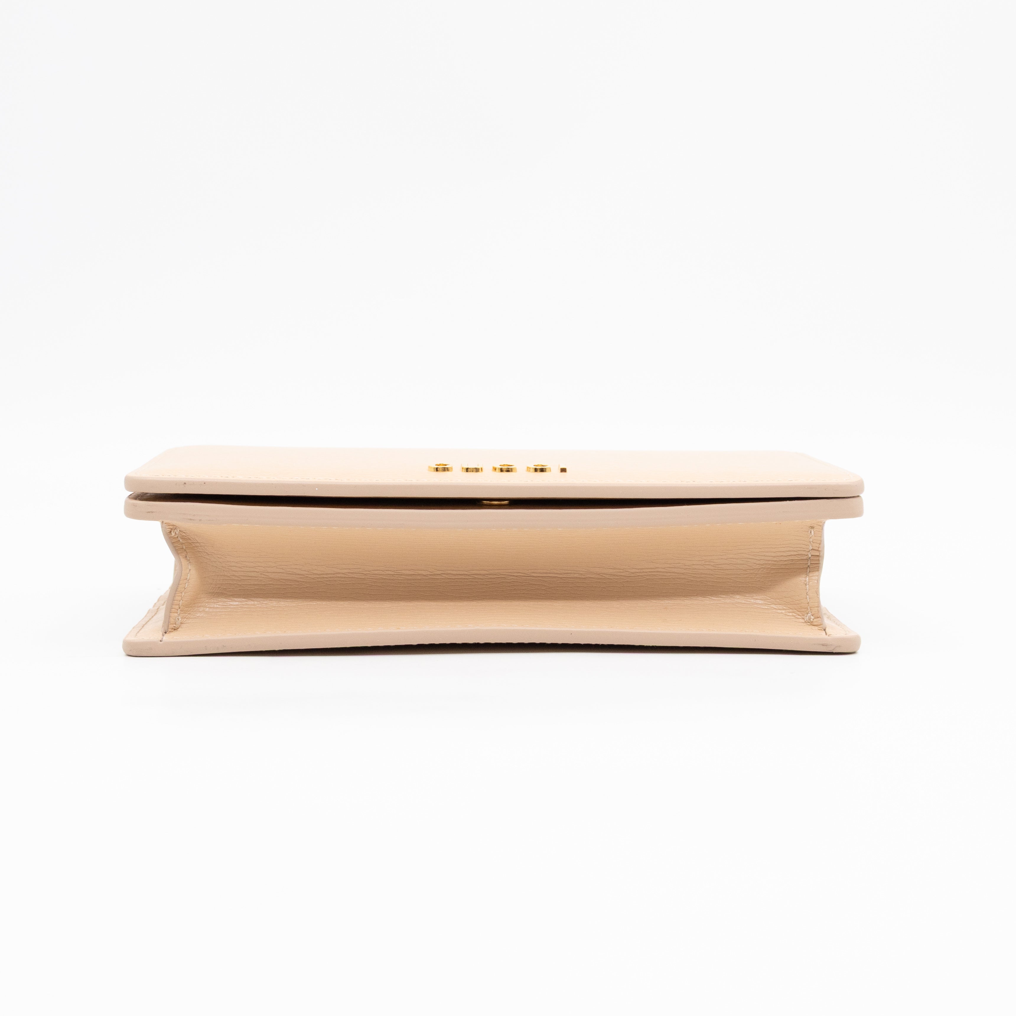 Petite Chain Wallet Beige Leather