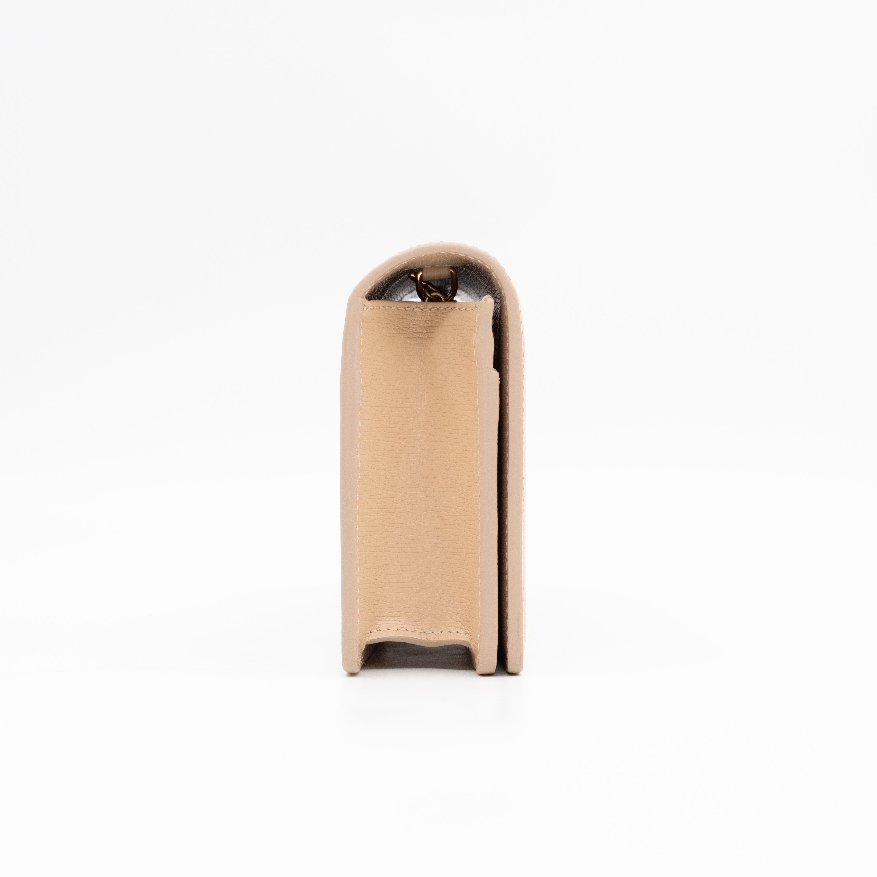 Petite Chain Wallet Beige Leather