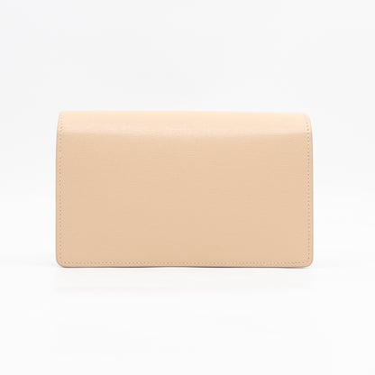 Petite Chain Wallet Beige Leather
