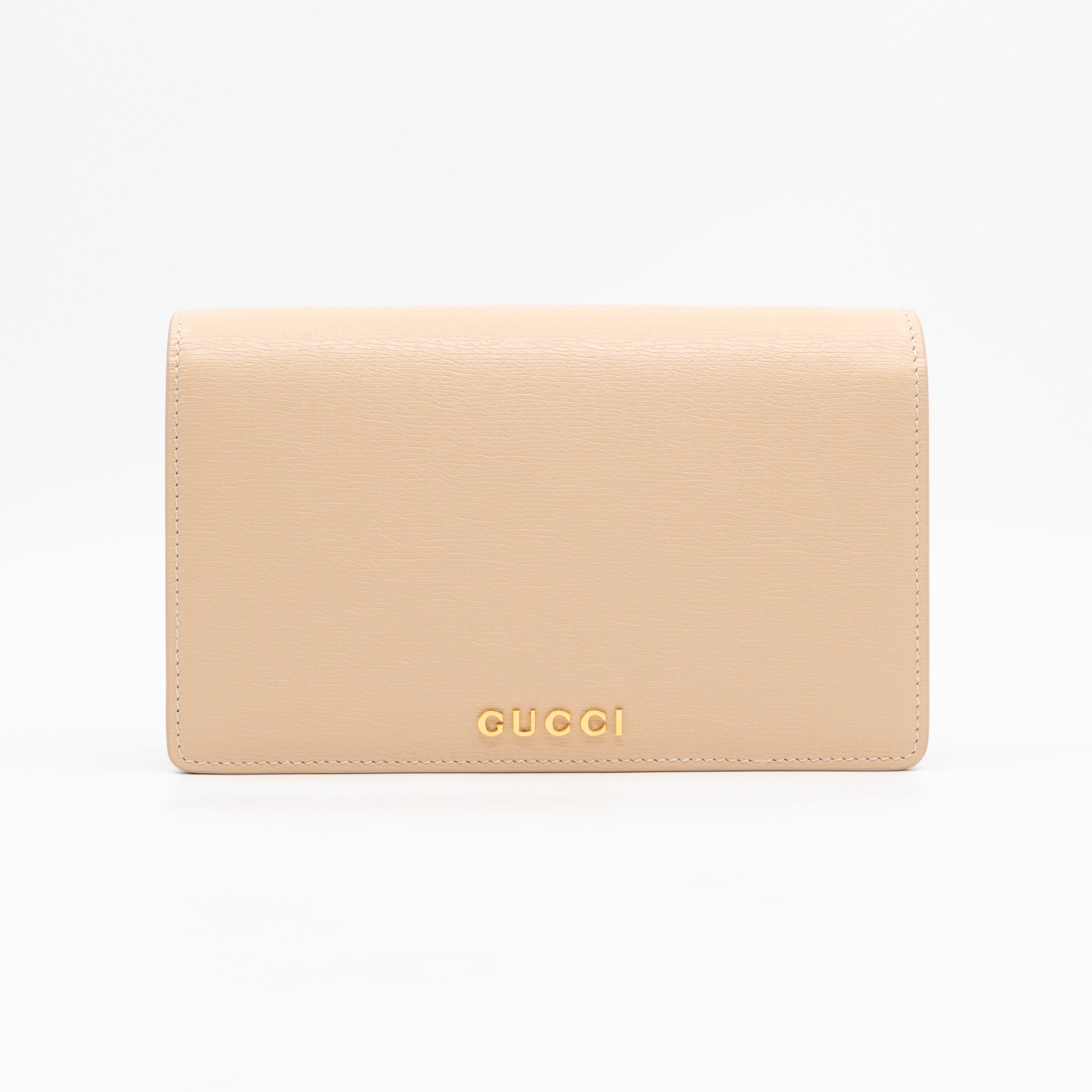Petite Chain Wallet Beige Leather