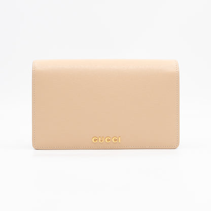 Petite Chain Wallet Beige Leather