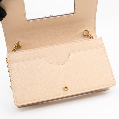 Petite Chain Wallet Beige Leather