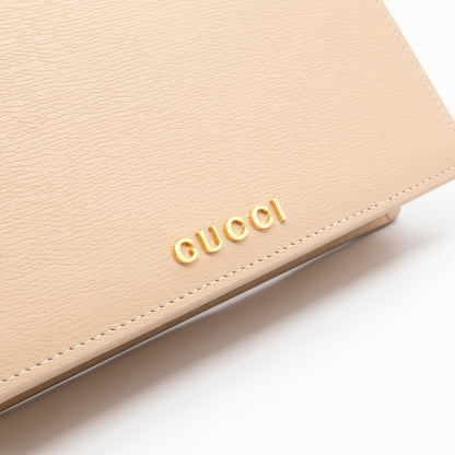 Petite Chain Wallet Beige Leather