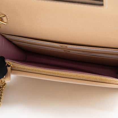 Petite Chain Wallet Beige Leather