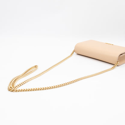 Petite Chain Wallet Beige Leather