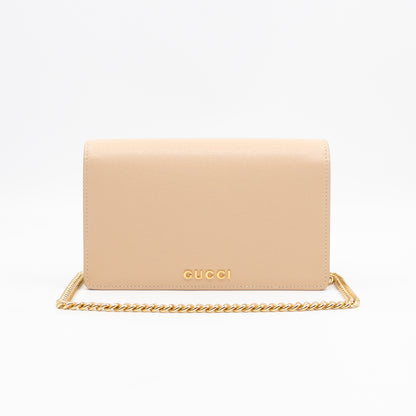 Petite Chain Wallet Beige Leather