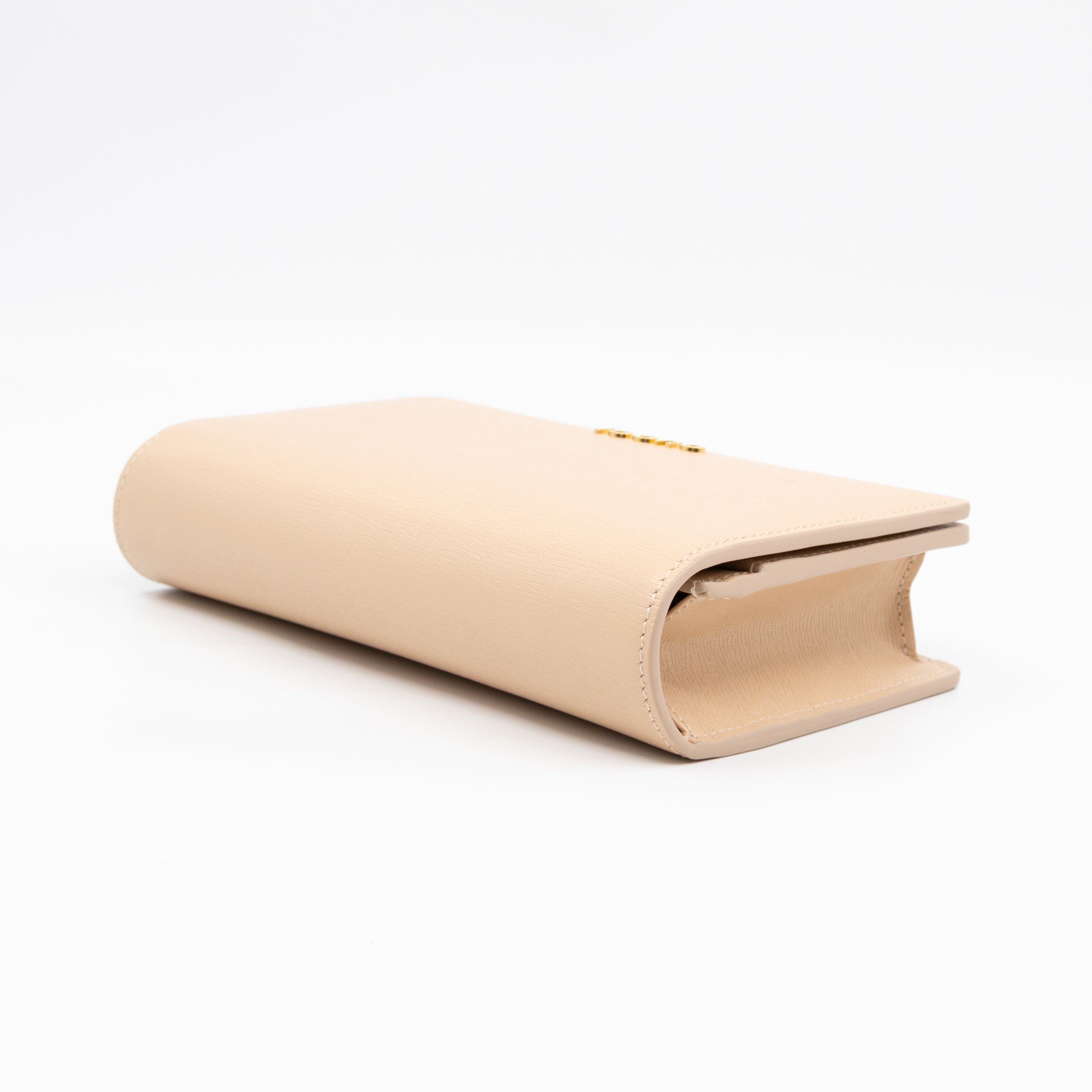 Petite Chain Wallet Beige Leather