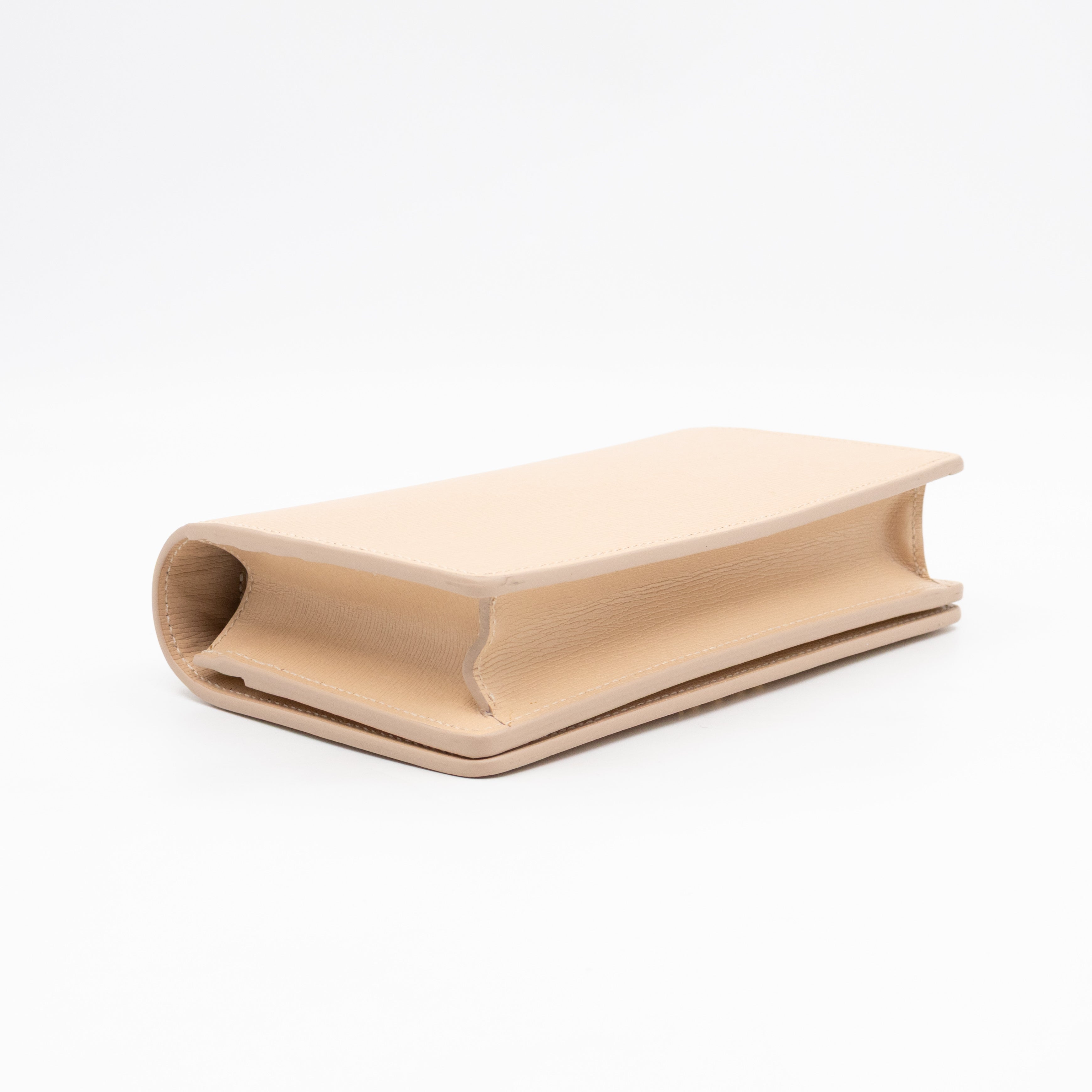 Petite Chain Wallet Beige Leather