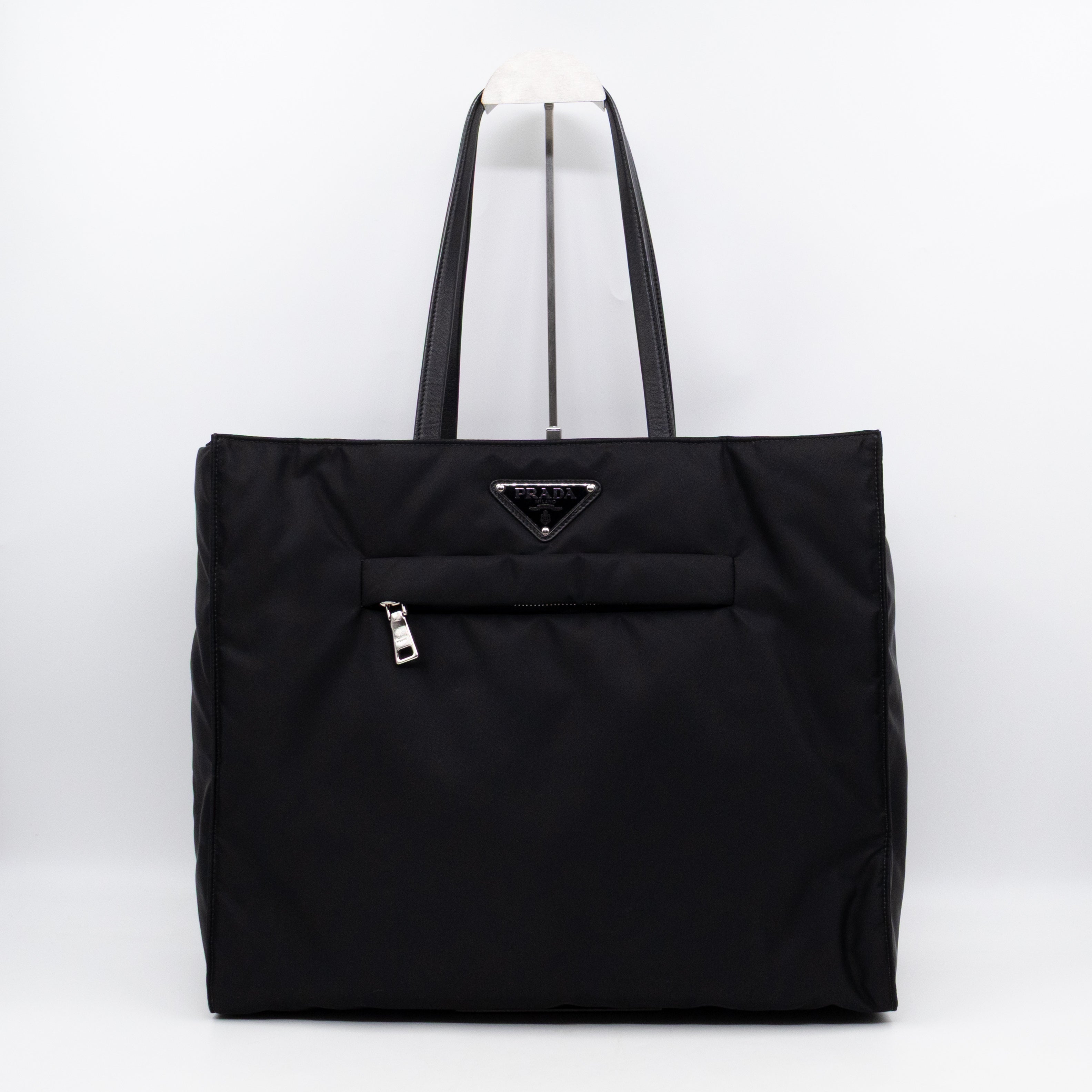 Front Pocket Tote Tessuto Nylon Black