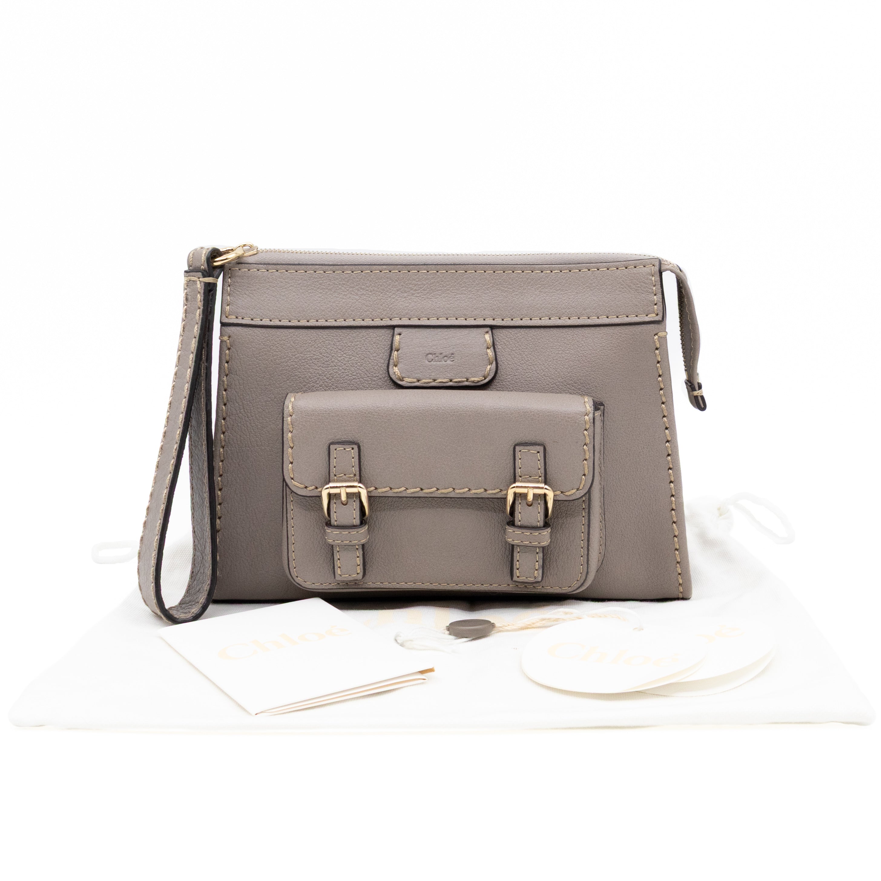 Edith Small Pouch Grey Leather