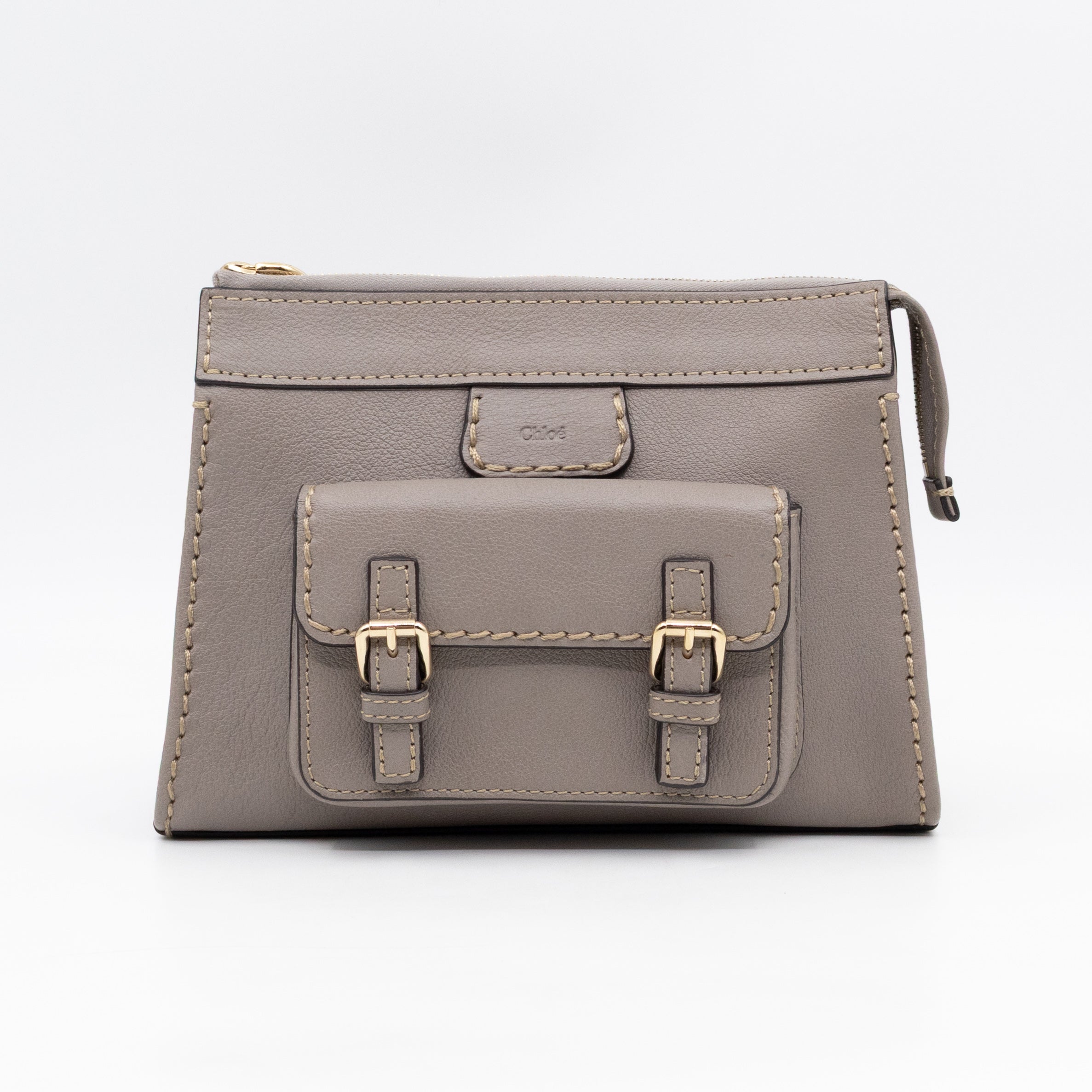 Edith Small Pouch Grey Leather