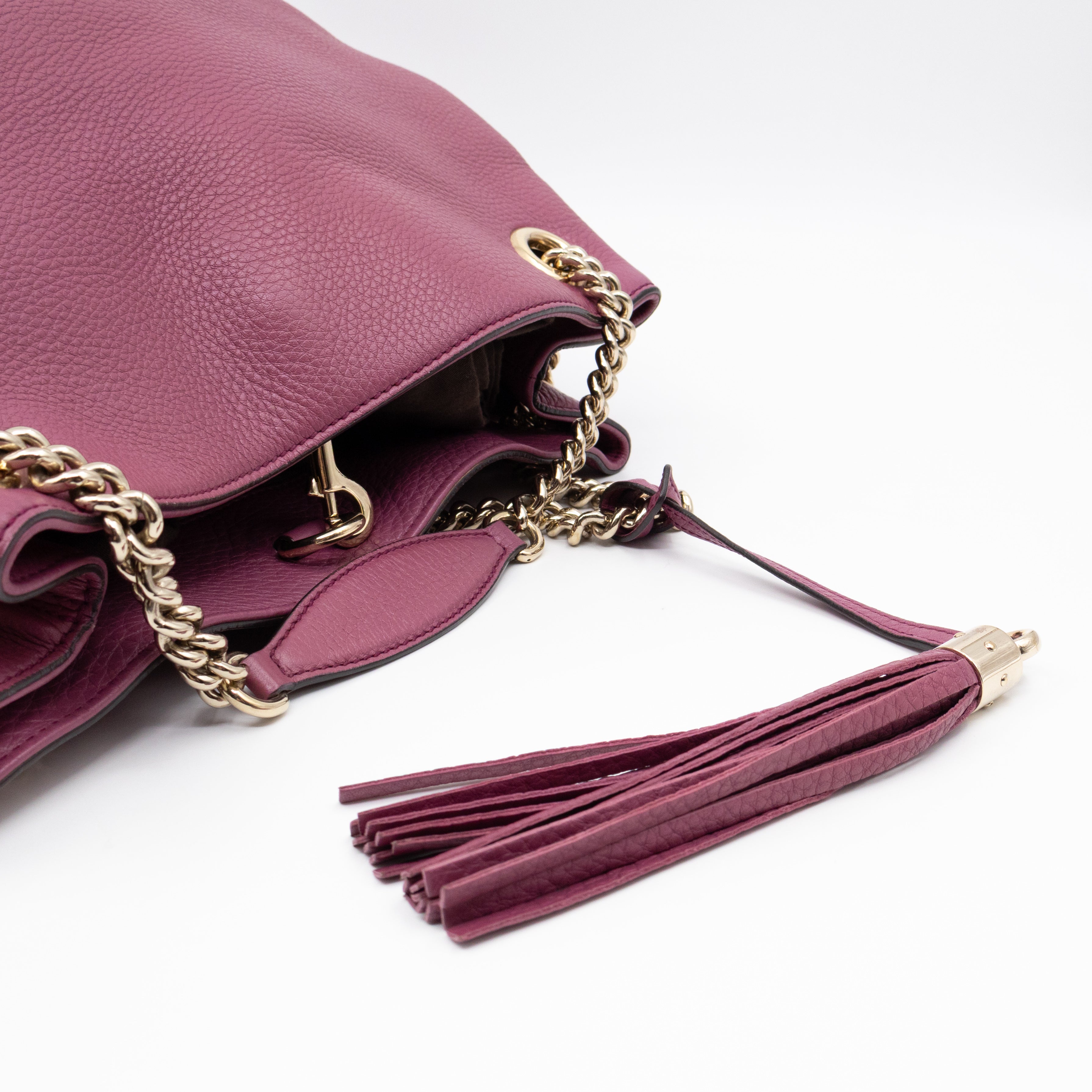 Soho Chain Tote Bag Purple Leather