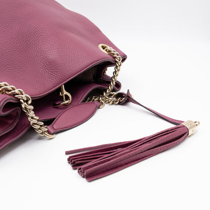 Soho Chain Tote Bag Purple Leather