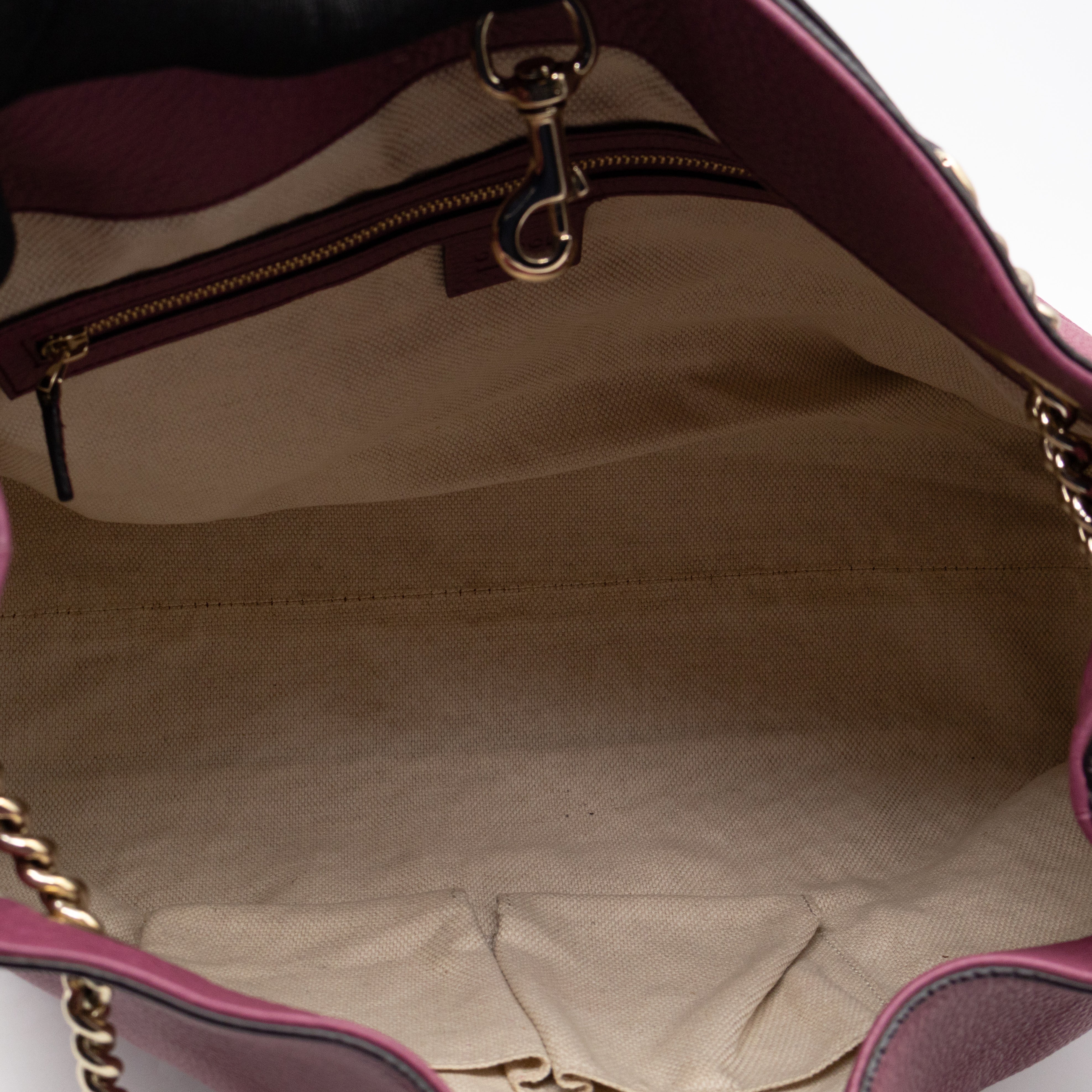 Soho Chain Tote Bag Purple Leather