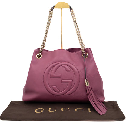 Soho Chain Tote Bag Purple Leather