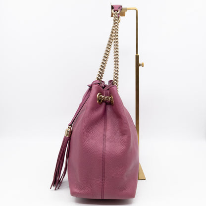 Soho Chain Tote Bag Purple Leather