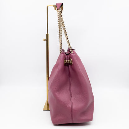 Soho Chain Tote Bag Purple Leather