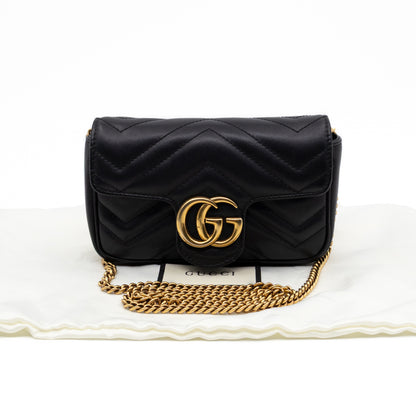 GG Marmont Super Mini Flap Bag Black Leather