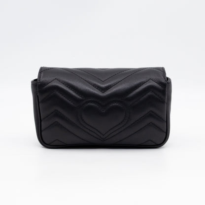 GG Marmont Super Mini Flap Bag Black Leather