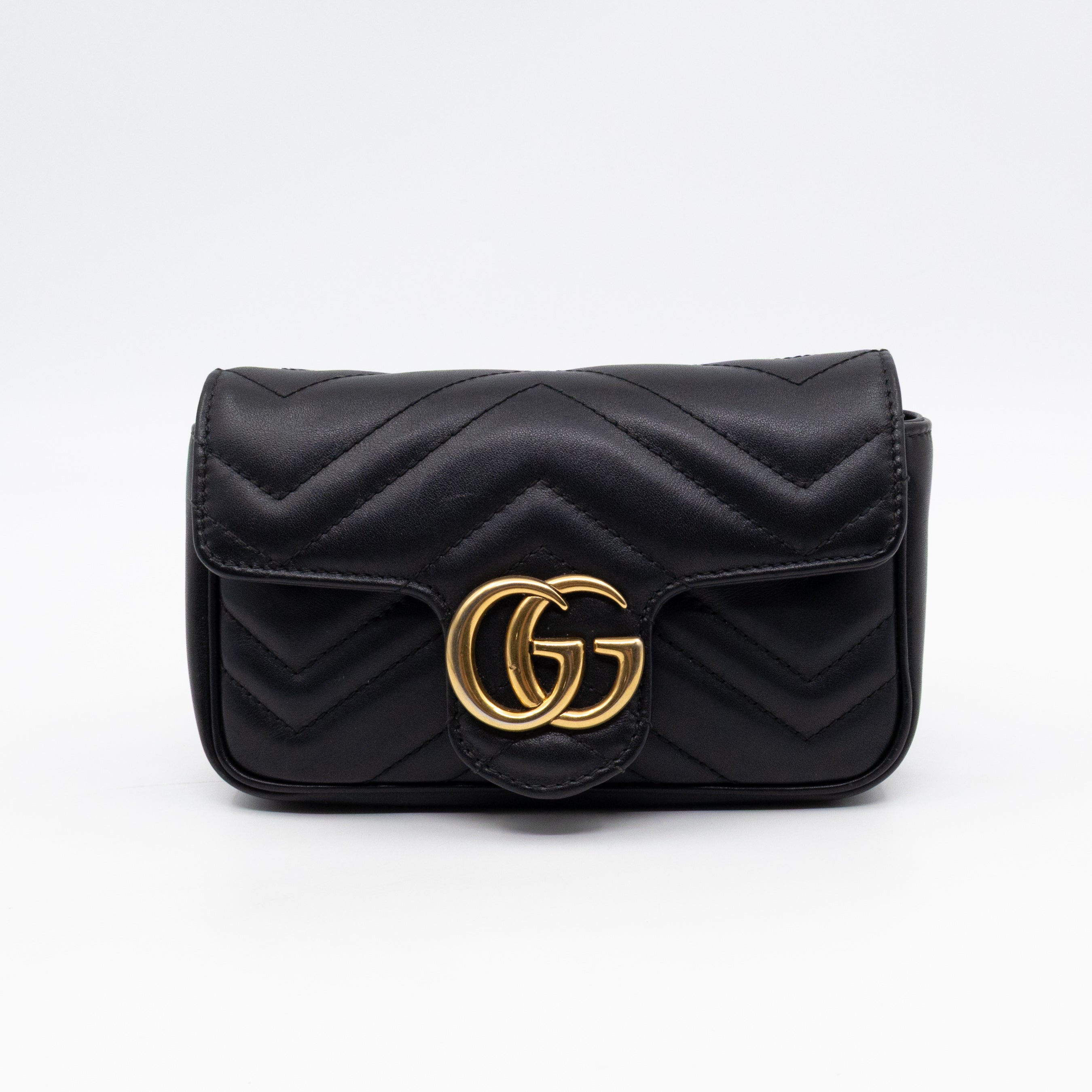 GG Marmont Super Mini Flap Bag Black Leather