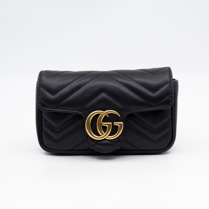 GG Marmont Super Mini Flap Bag Black Leather