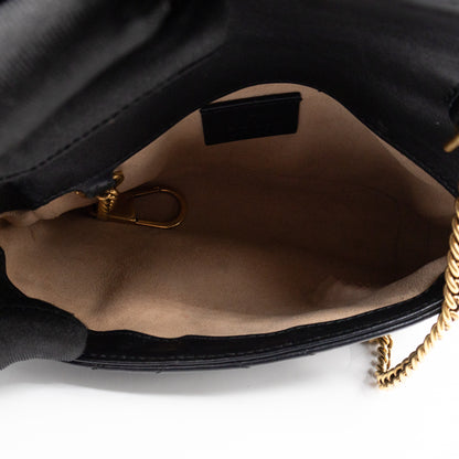GG Marmont Super Mini Flap Bag Black Leather