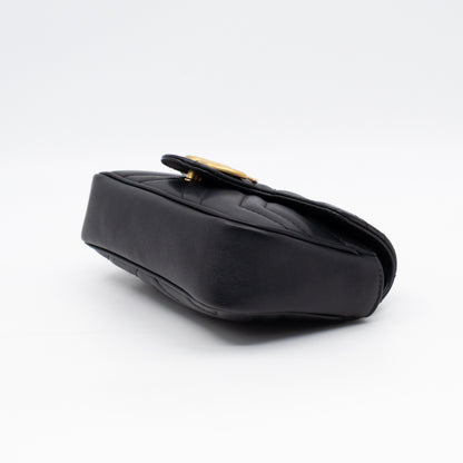 GG Marmont Super Mini Flap Bag Black Leather