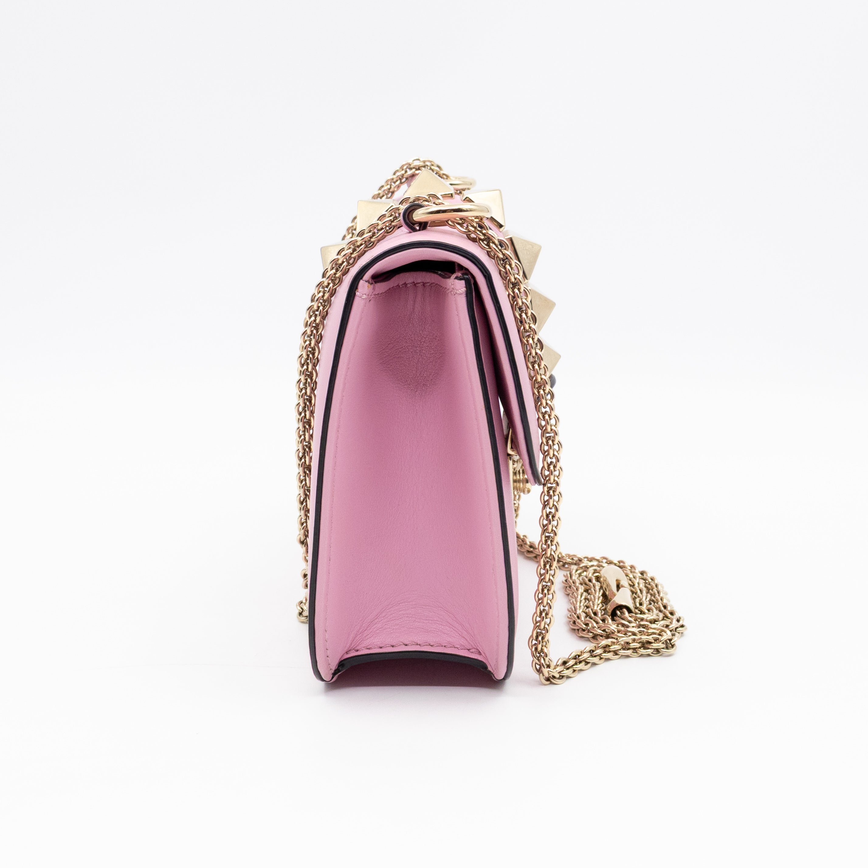 Small Glam Lock Rockstud Flap Bag Pink