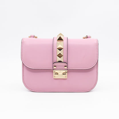 Small Glam Lock Rockstud Flap Bag Pink