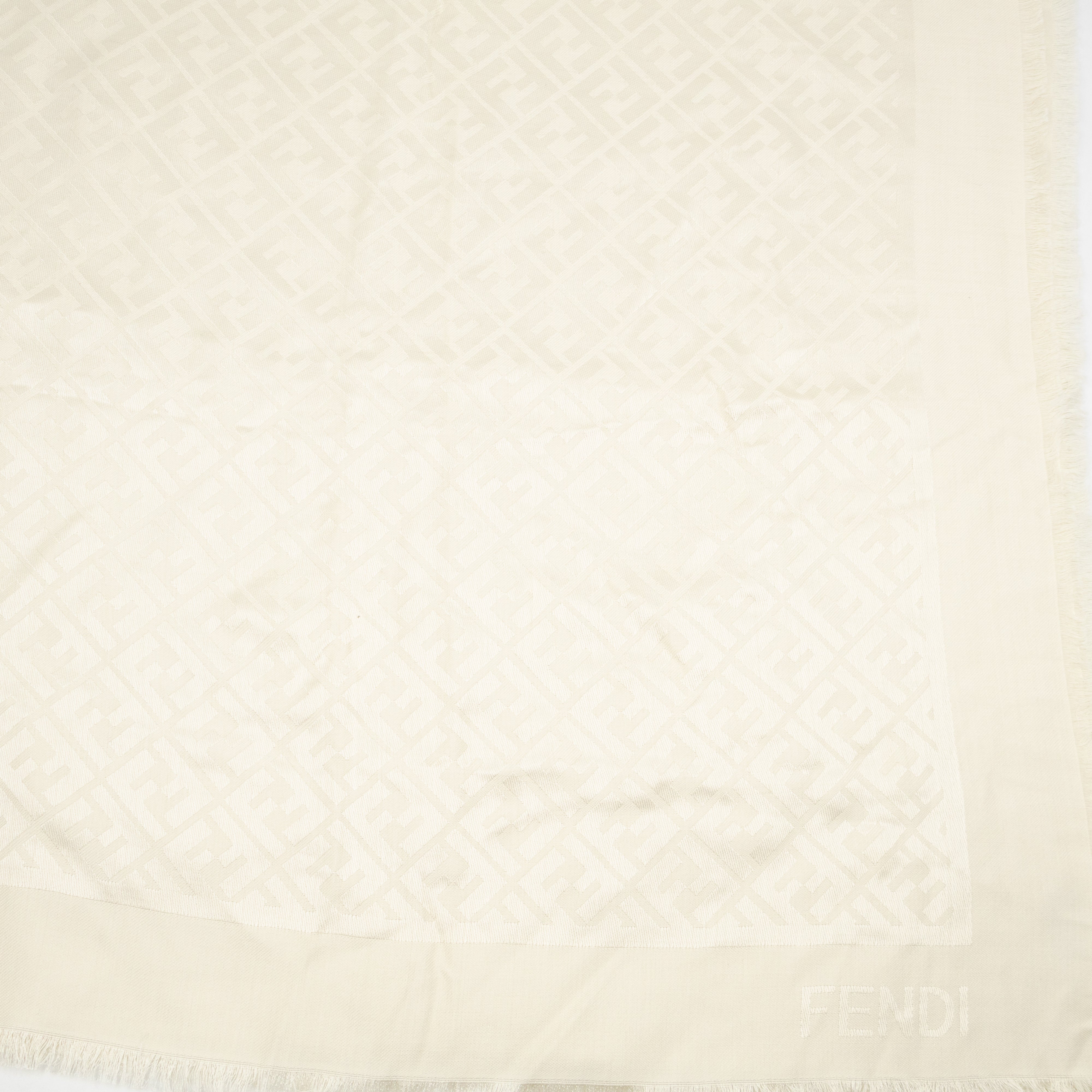 FF Silk & Wool Shawl Ivory White