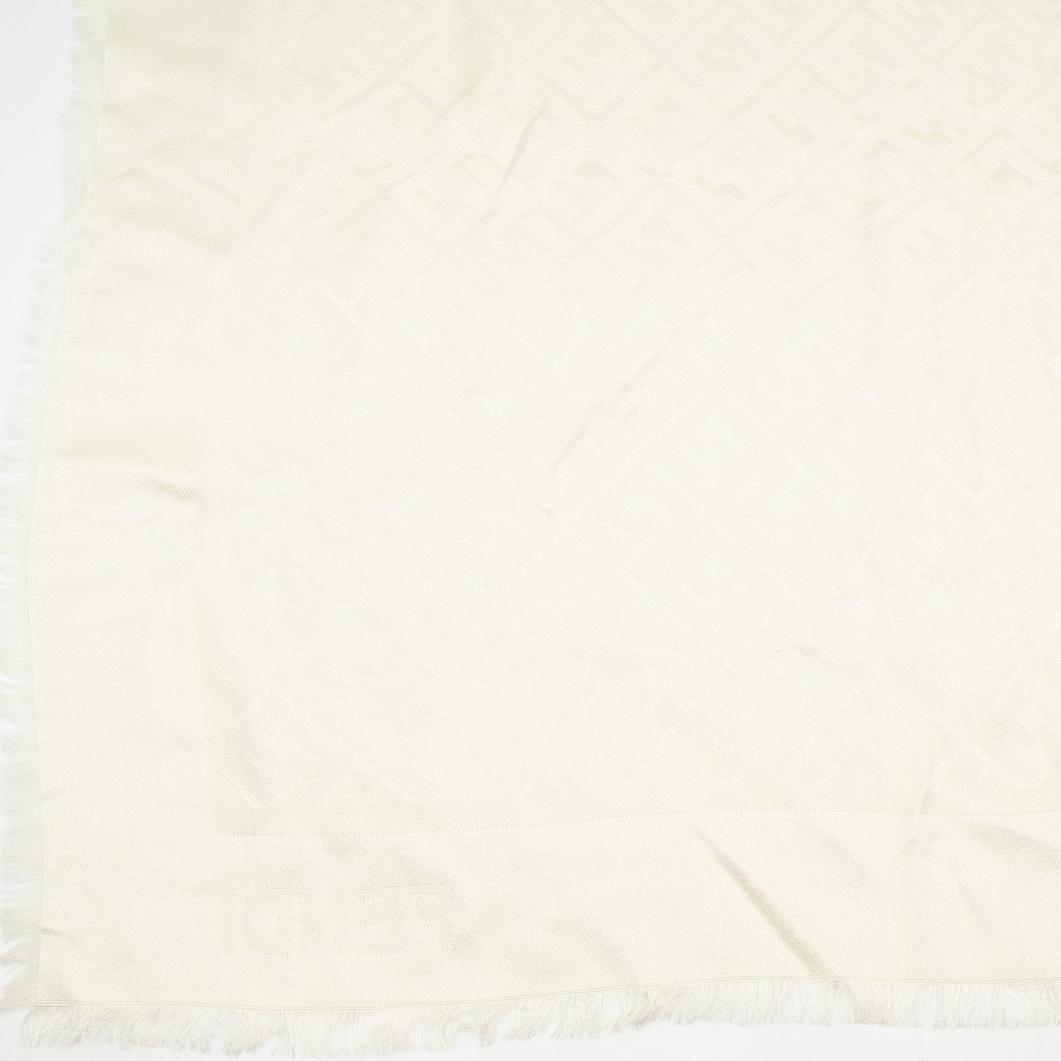 FF Silk & Wool Shawl Ivory White