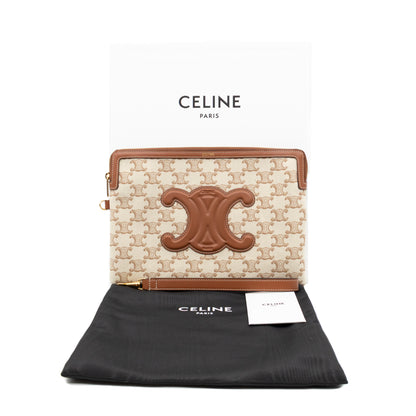 Small Pouch With Strap White Triomphe Canvas