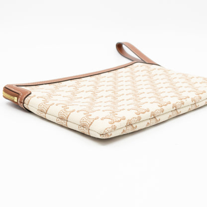 Small Pouch With Strap White Triomphe Canvas