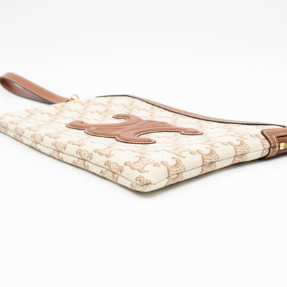 Small Pouch With Strap White Triomphe Canvas