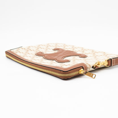 Small Pouch With Strap White Triomphe Canvas