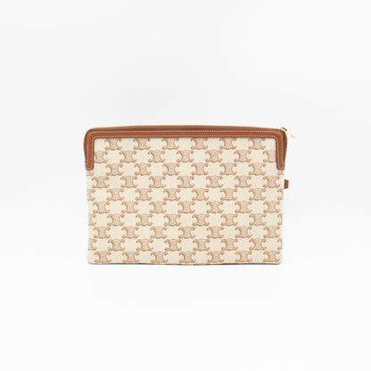 Small Pouch With Strap White Triomphe Canvas