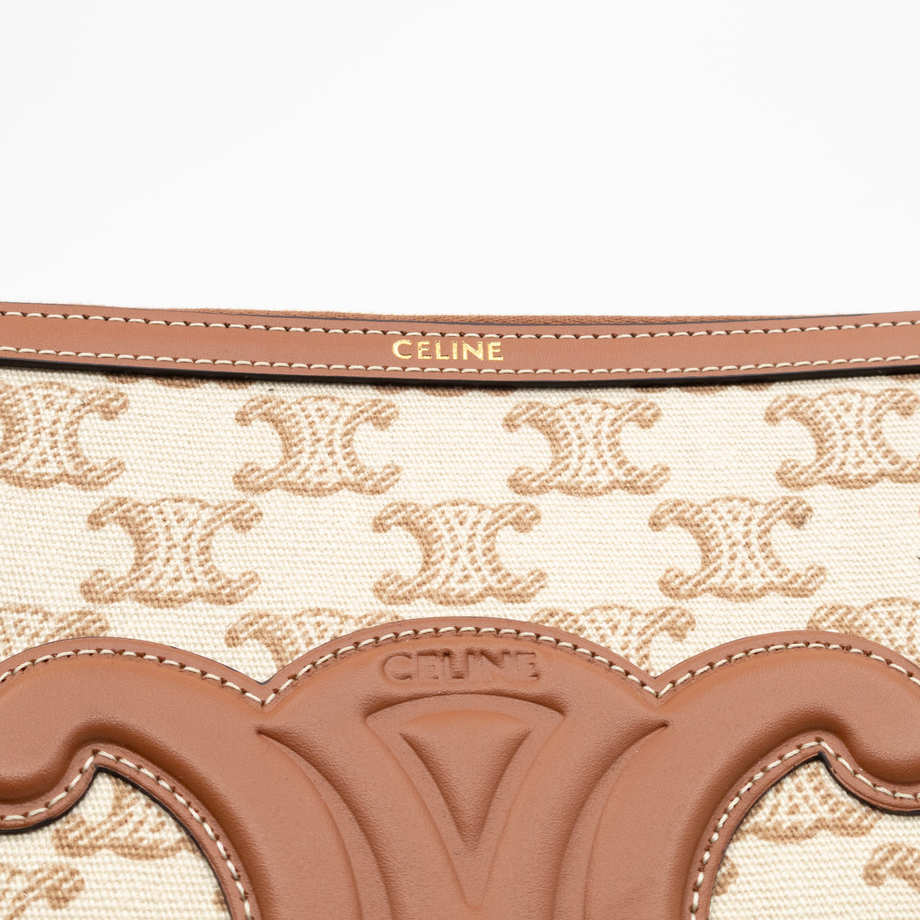 Small Pouch With Strap White Triomphe Canvas