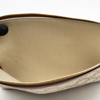 Small Pouch With Strap White Triomphe Canvas